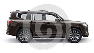 Large family seven-seater premium SUV on a white isolated background. 3d illustration.