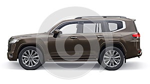 Large family seven-seater premium SUV on a white isolated background. 3d illustration.