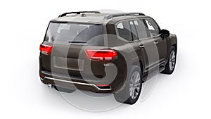 Large family seven-seater premium SUV on a white isolated background. 3d illustration.