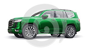 Large family seven-seater premium SUV on a white isolated background. 3d illustration.