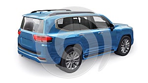 Large family seven-seater premium SUV on a white isolated background. 3d illustration.