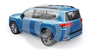 Large family seven-seater premium SUV on a white isolated background. 3d illustration.