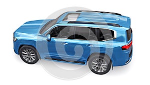 Large family seven-seater premium SUV on a white isolated background. 3d illustration.