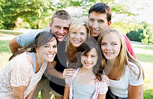 Large family together outside