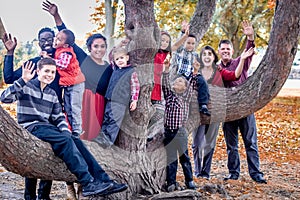 Large Family Waving