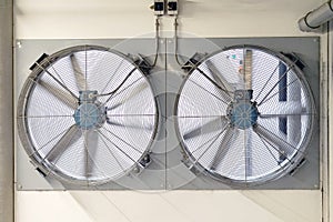 Large fans in the technical areas of the building and underground parking