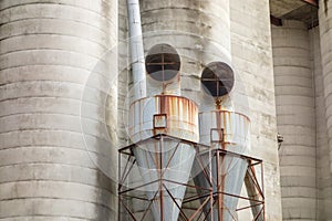 Large farm industrial silos