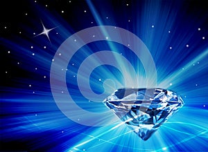 Large Faux Diamond with Bright Blue Bursts of Light