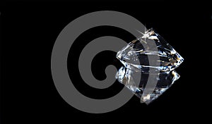 Large Faux Diamond and its Reflection - Black Background