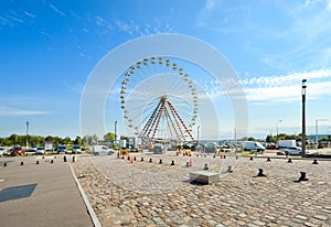 The large Ferris Wheel at the harbor city of Honfleur on the Normandy coast of France