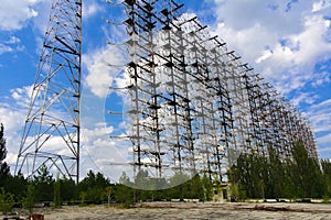 Large field of the looted antenna of the military object