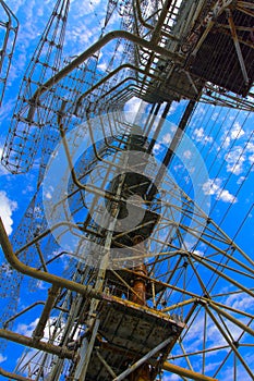 Large field of the looted antenna of the military object