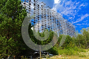 Large field of the looted antenna of the military object