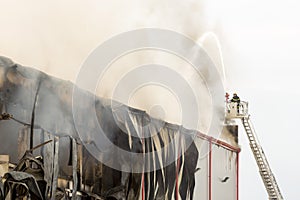 Large fire disaster in a warehouse
