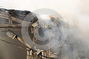 Large fire disaster in a warehouse
