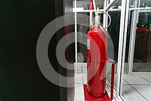 A large fire extinguisher was set up in the server room for enhanced safety.