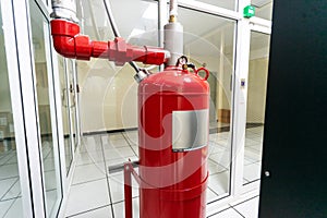 A large fire extinguisher was set up in the server room for enhanced safety.