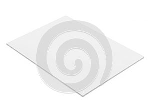 A large, flat, white, rectangular, smooth, and shiny surface isolated on white background