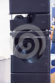 Large floor-standing speaker in black
