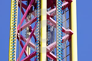 Large flying carousel ride machine detail