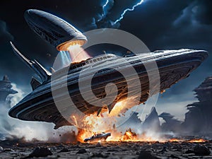 UFO crashing into field