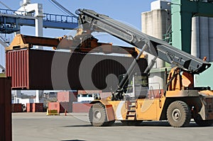 Large forklift-truck in port