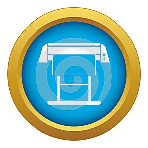 Large format inkjet printer icon blue vector isolated