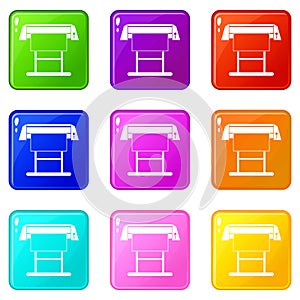 Large format inkjet printer icons 9 set