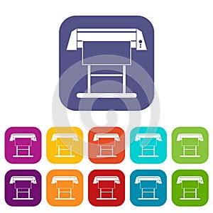 Large format inkjet printer icons set