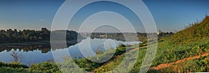 Large-format panorama of the Volkhov river and Staraya Ladoga