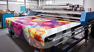 Large format printing machine in operation