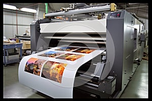 Large format printing machine in operation. Industry