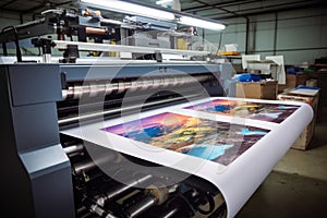 Large format printing machine in operation. Industry