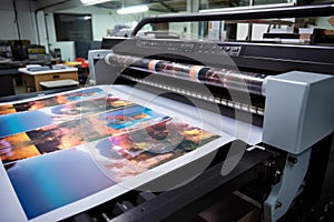 Large format printing machine in operation. Industry