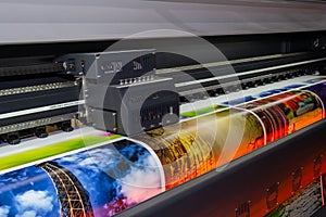 Large format printing machine in operation