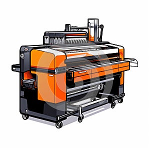 Large format printing machine on white background. Industry