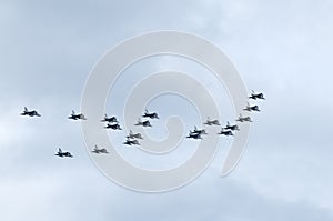 Large formation of JAS 39 Gripen fighter jets