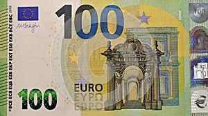 Velký z strana z 100 jeden sto účet bankovek jména z Evropská unie barokní a rokoko 