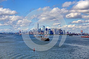 Large Freighters and New York City photo