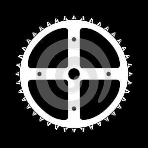 Large Front Bicycle Cog Over A Black Background