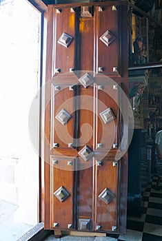 The large front door at Cathedral Basilica de la Inmaculada Concepcion church, Mazatlan, Mexico