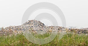 large garbage dump pile isolated on white background