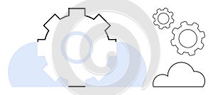 Cloud Computing Concept with Gears Representing System Integration and Technological Efficiency