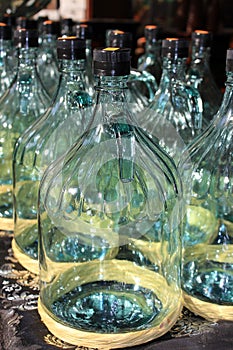 Large glass bottles for bottling olive oil