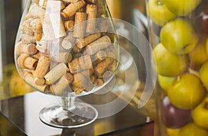 Large glass corks. decorated. apples in a vase