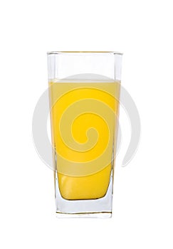 A large glass of orange juice