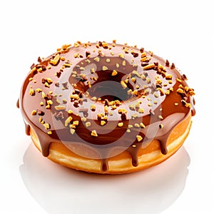 Large Glazed Donut On White Background