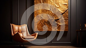 Large Gold Texture Art Piece In English Ipa Room photo