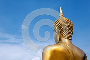 The large golden Buddha statue of Buddha pagoda concentrates on