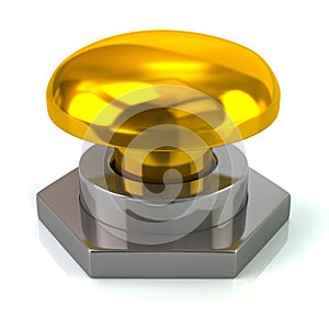 Large golden button 3d illustration photo